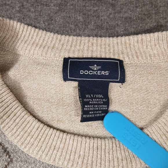 Dockers Men's Beige Crew Neck Argle Pattern Sweater Size XLT - Picture 3 of 7